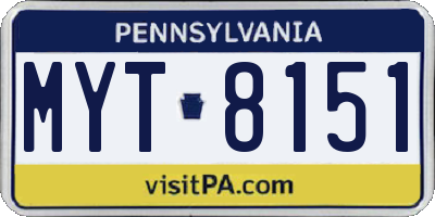 PA license plate MYT8151