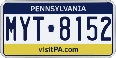 PA license plate MYT8152