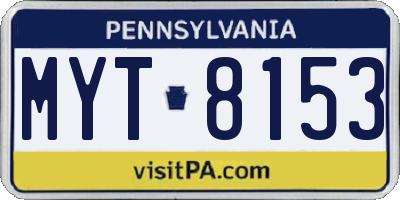 PA license plate MYT8153