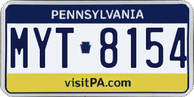 PA license plate MYT8154