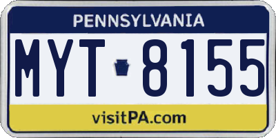 PA license plate MYT8155