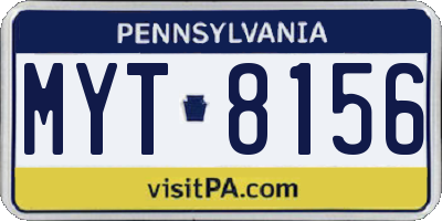 PA license plate MYT8156