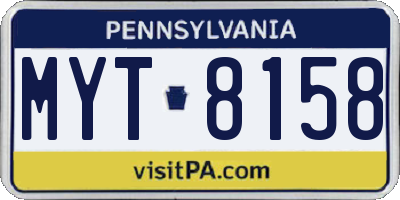 PA license plate MYT8158