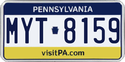 PA license plate MYT8159
