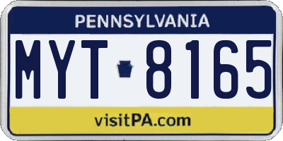 PA license plate MYT8165