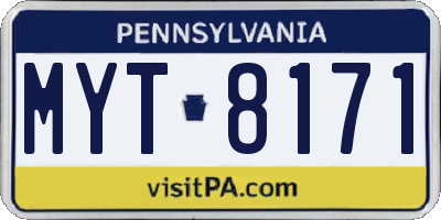 PA license plate MYT8171
