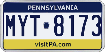 PA license plate MYT8173