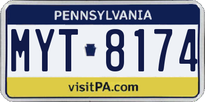 PA license plate MYT8174