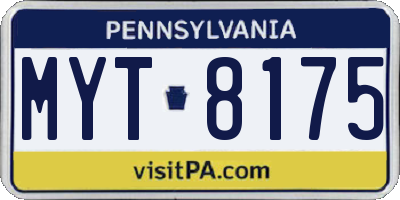 PA license plate MYT8175