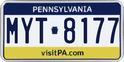 PA license plate MYT8177