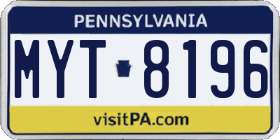 PA license plate MYT8196