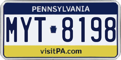 PA license plate MYT8198