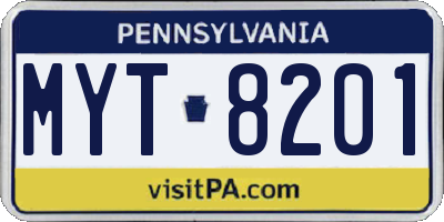 PA license plate MYT8201