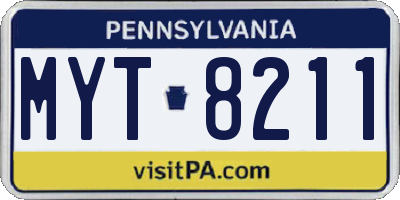 PA license plate MYT8211