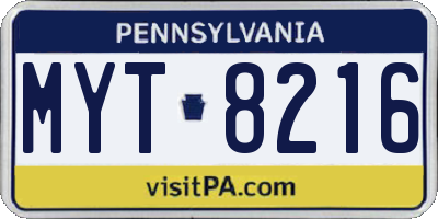 PA license plate MYT8216