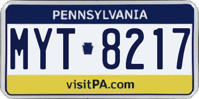 PA license plate MYT8217