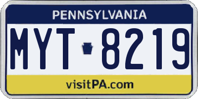 PA license plate MYT8219