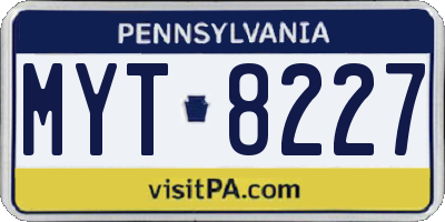 PA license plate MYT8227