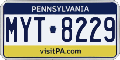 PA license plate MYT8229