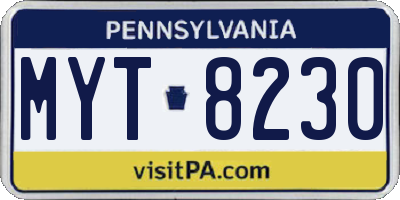 PA license plate MYT8230