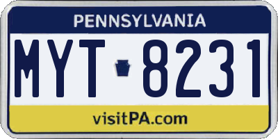 PA license plate MYT8231