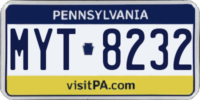 PA license plate MYT8232