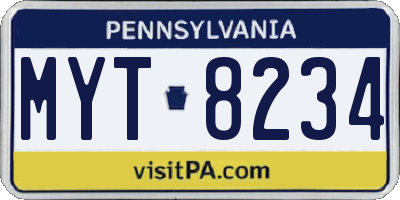 PA license plate MYT8234
