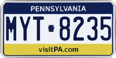 PA license plate MYT8235