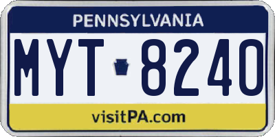 PA license plate MYT8240