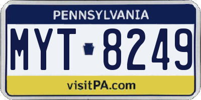 PA license plate MYT8249