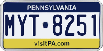 PA license plate MYT8251