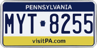 PA license plate MYT8255