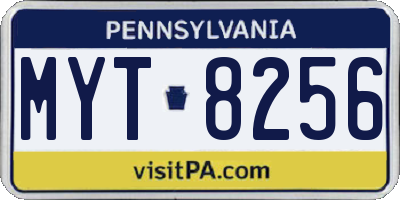 PA license plate MYT8256