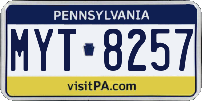 PA license plate MYT8257