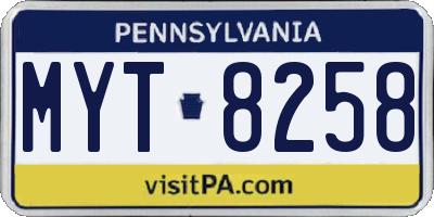 PA license plate MYT8258