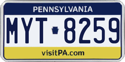 PA license plate MYT8259