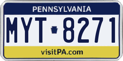 PA license plate MYT8271