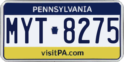 PA license plate MYT8275