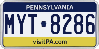 PA license plate MYT8286