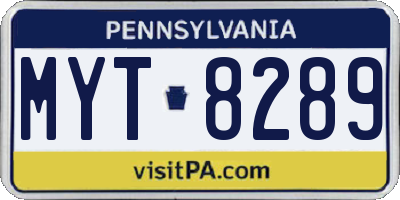 PA license plate MYT8289