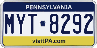 PA license plate MYT8292