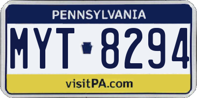 PA license plate MYT8294
