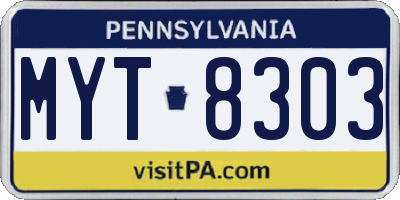 PA license plate MYT8303