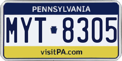PA license plate MYT8305