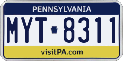 PA license plate MYT8311