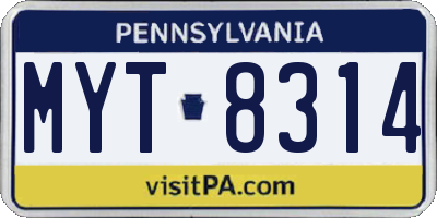 PA license plate MYT8314
