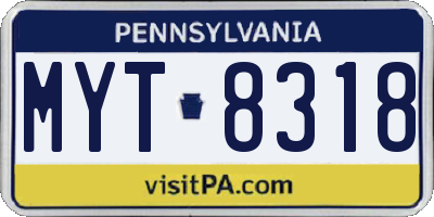 PA license plate MYT8318