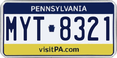 PA license plate MYT8321