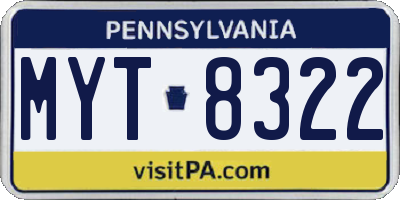 PA license plate MYT8322