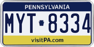 PA license plate MYT8334